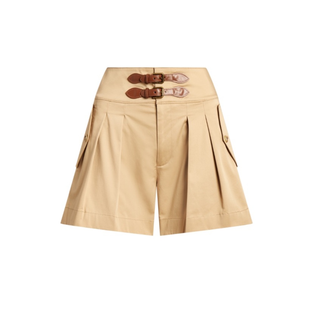 Lauren Ralph Lauren Buckle Trim Sateen Shorts Womens 2P